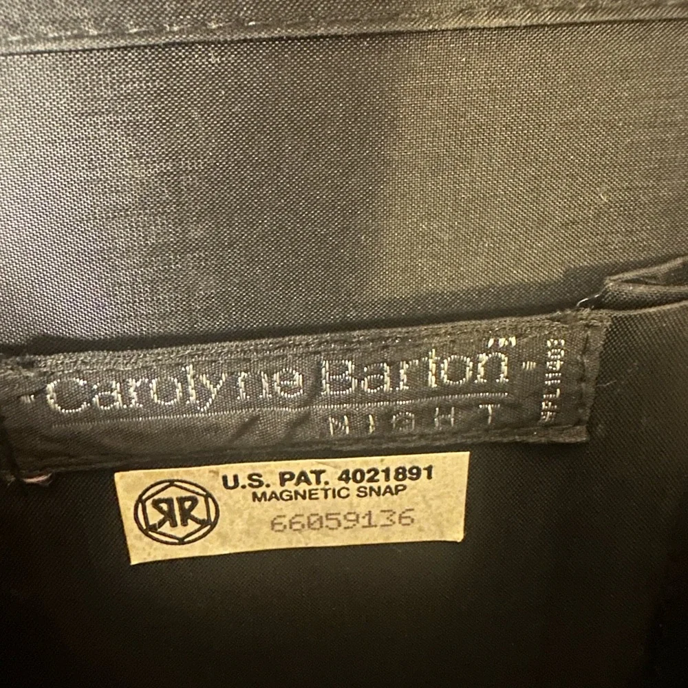 Vintage Caroline Barton Beaded Evening Clutch Black Velvet Rhinestone Bag